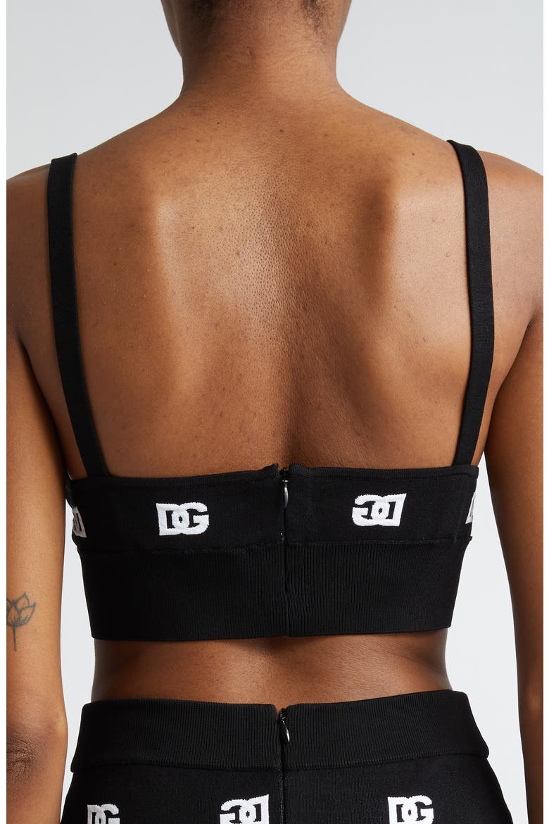 Logo Monogram Bralette Crop Top, Alternate, color, NERO/ BIANCO