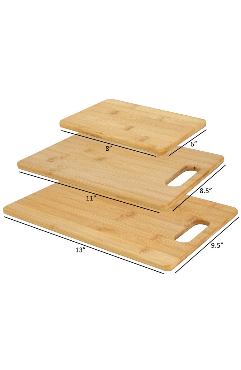 Megachef 3 Piece 8 Inch, 11 Inch, and 13 Inch Wood Cutting Board Set, Alternate, color, Bamboo