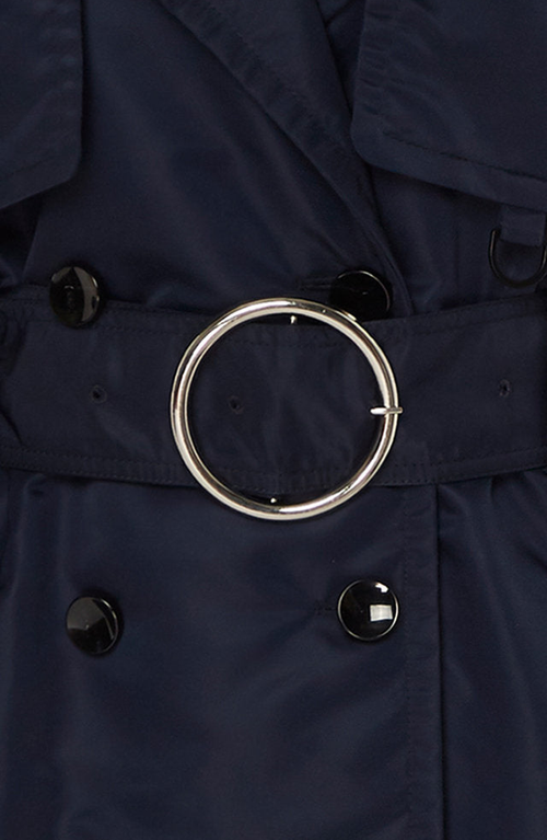 Caalo Sustainable Down Filled Satin Trench In Navy