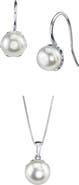 The Pearl Source White Freshwater Pearl Linda Pendant & Earring Set