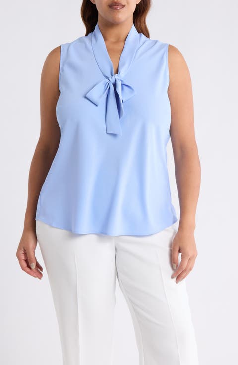 Sleeveless Tie Front Top (Plus)