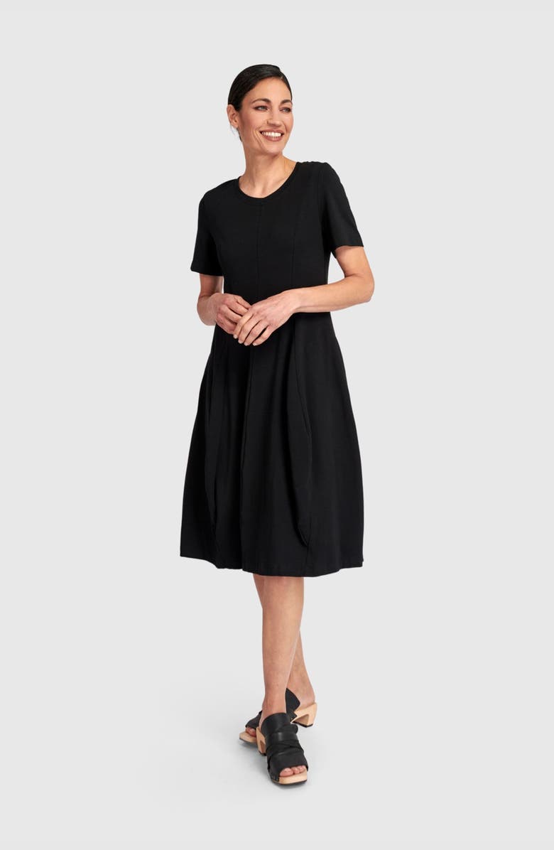 Alembika Staple Short Sleeve Dress, Alternate, color, Black
