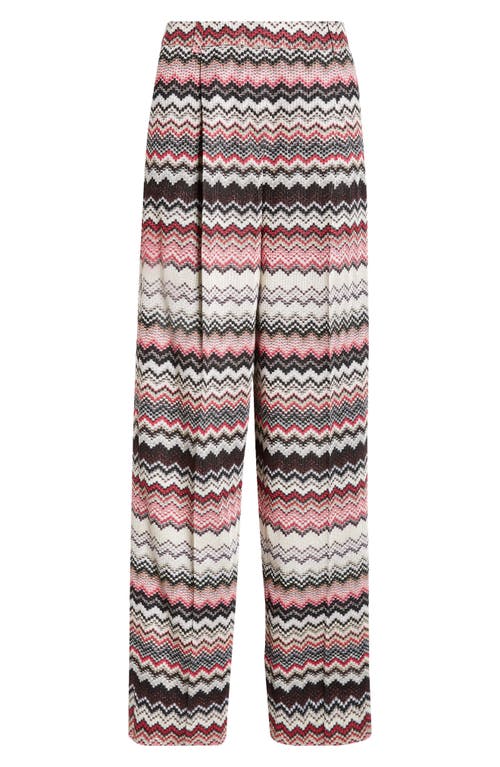 Shop Missoni Zigzag Stripe Metallic Knit Pants In Pink/beige Multi