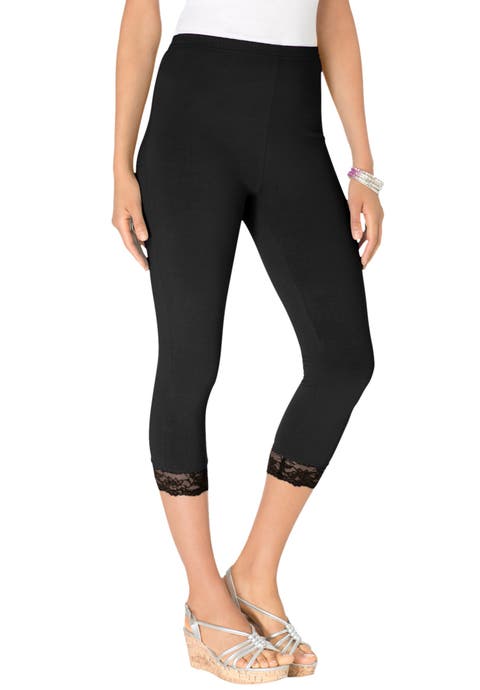 Lace Trim Essential Stretch Capri Legging
