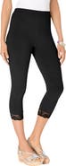 Roaman's Lace Trim Essential Stretch Capri Legging