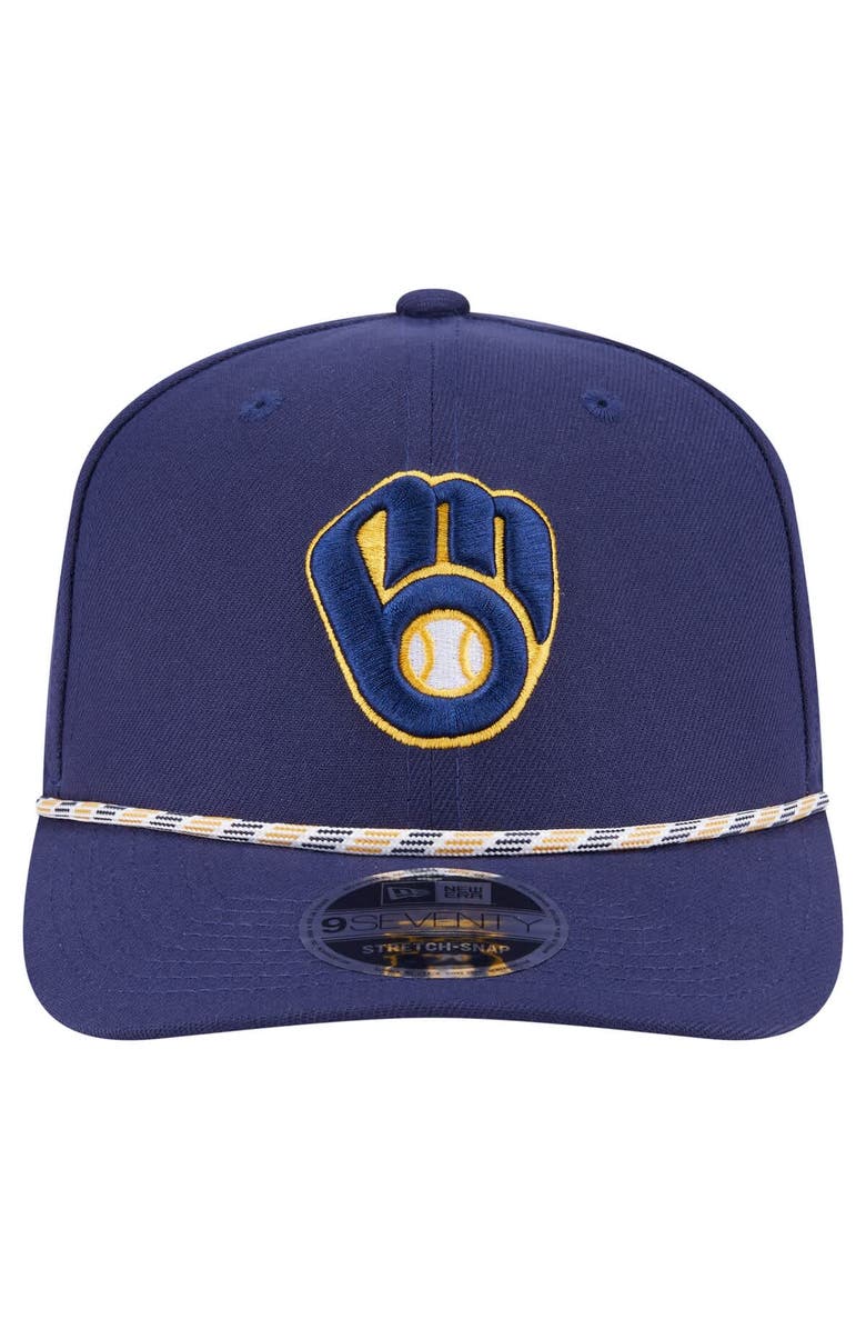 New Era Men's New Era Navy Milwaukee Brewers Multi-Rope 9SEVENTY Stretch-Snap Hat, Alternate, color, 