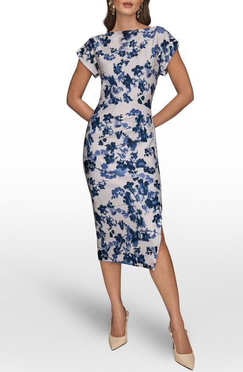 Donna Karan New York Floral Sheath Midi Dress In Multi