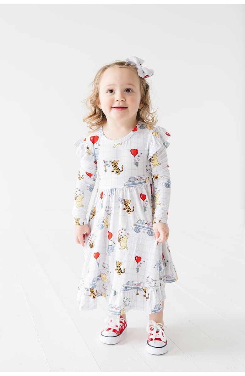 Charlie Lou Baby<sup>®</sup> Little Girl's Valentine's Day Winnie the Pooh Hundred Acre Love Letters Twirl Ruffle Dress, Alternate, color,