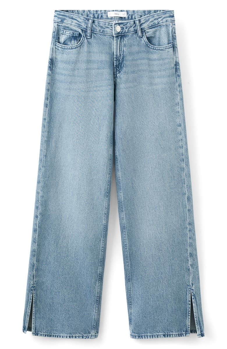 MANGO TEEN Side Slit High Waist Wide Leg Jeans, Alternate, color, Medium Blue