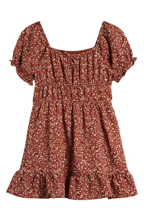 Kids' Floral Puff Sleeve Dress (Big Kid)