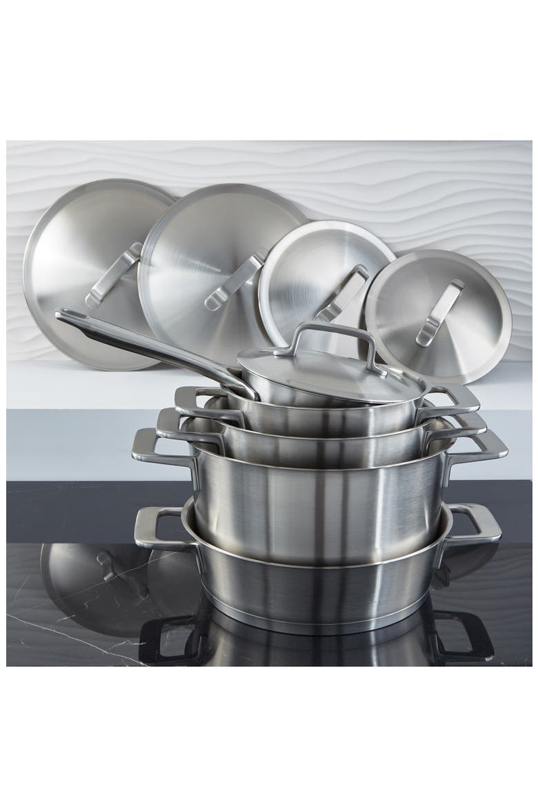 Dina Meta 10-Piece Cookware Set, Alternate, color, SILVER