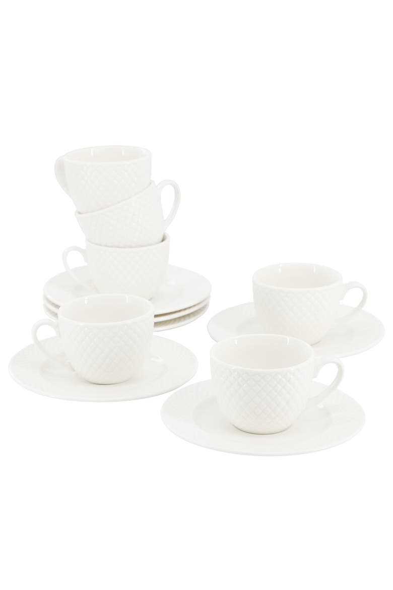 Sol 12 Piece 3 Ounce Porcelain Espresso Cup with Saucer Set, Main, color, White
