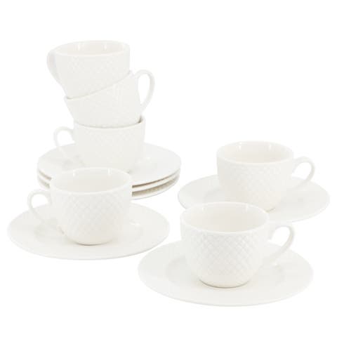 Sol 12 Piece 3 Ounce Porcelain Espresso Cup with Saucer Set