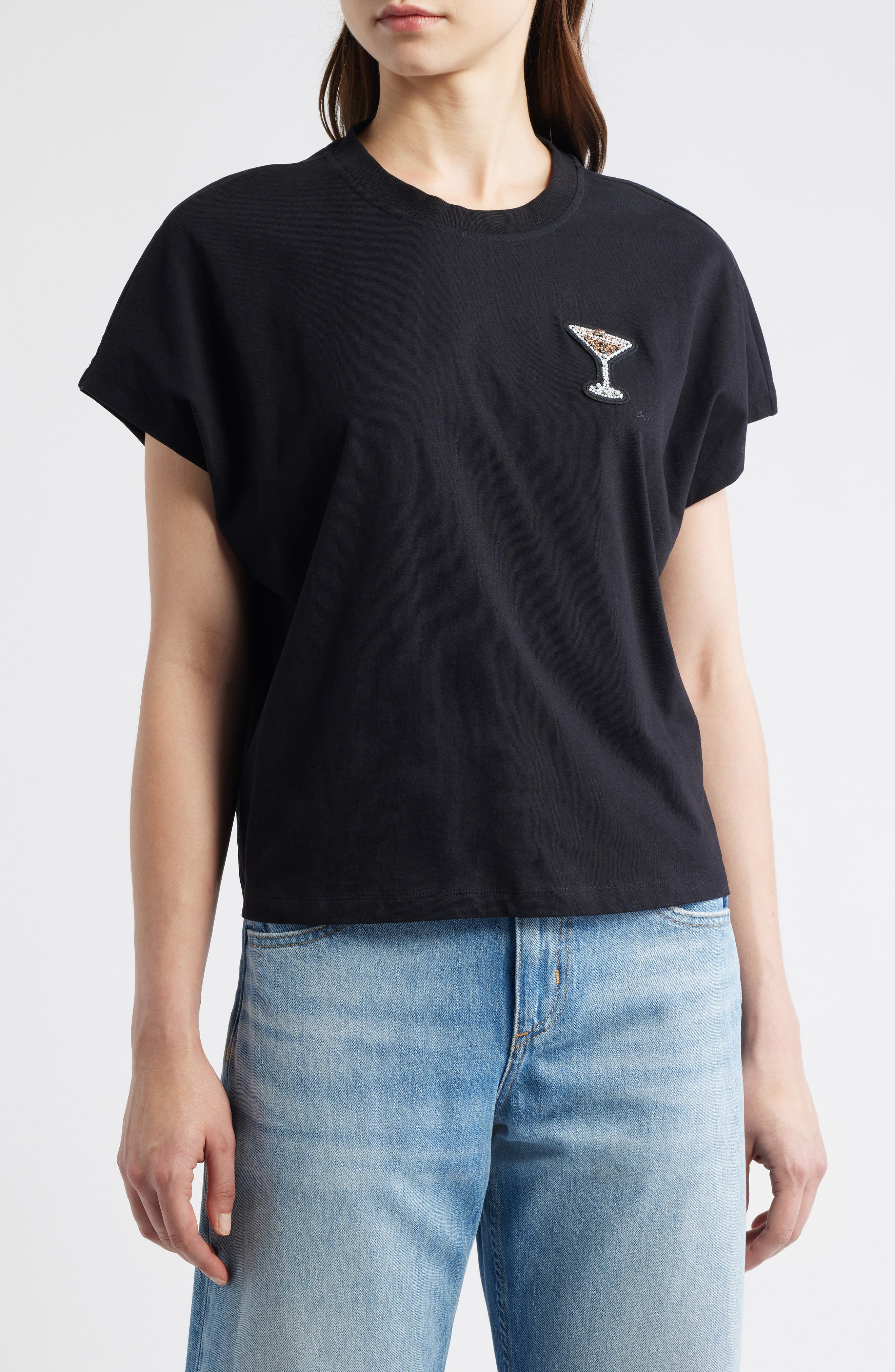 BOSS Emason Rhinestone Embellished Cotton Graphic T-Shirt