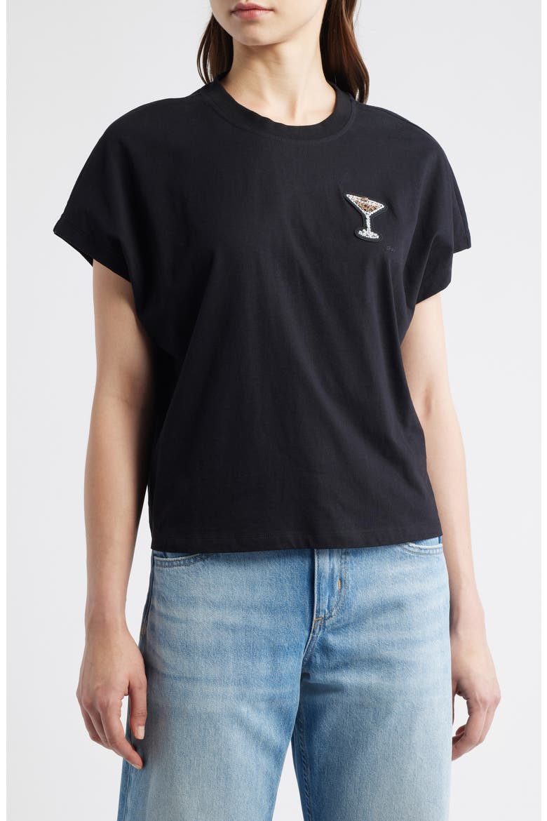 Emason Rhinestone Embellished Cotton Graphic T-Shirt, Main, color, BLK