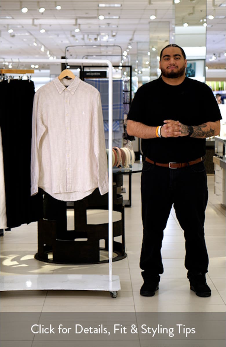 Classic Fit Stripe Linen Button-Down Shirt, sales video thumbnail