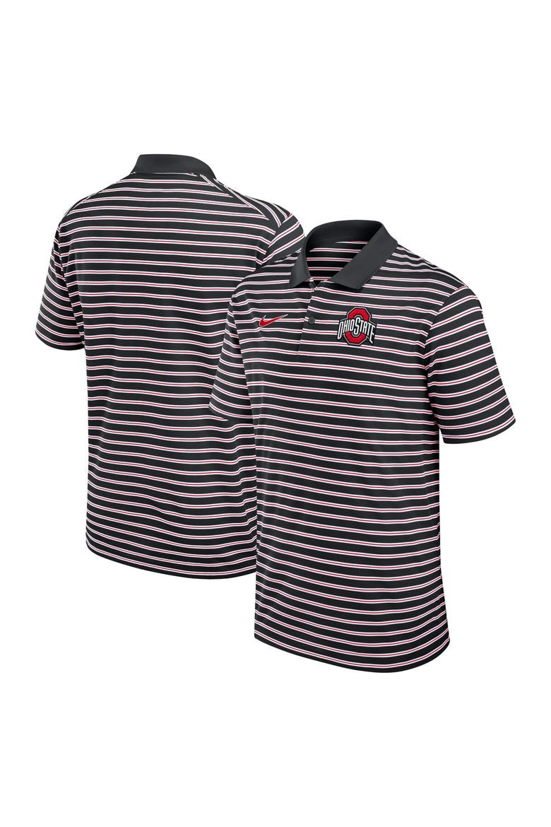 Men's Nike Black/White Ohio State Buckeyes Primetime Victory Striped Performance Polo, Main, color, Black