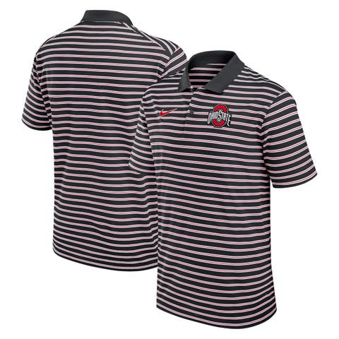 Men's Nike Black/White Ohio State Buckeyes Primetime Victory Striped Performance Polo