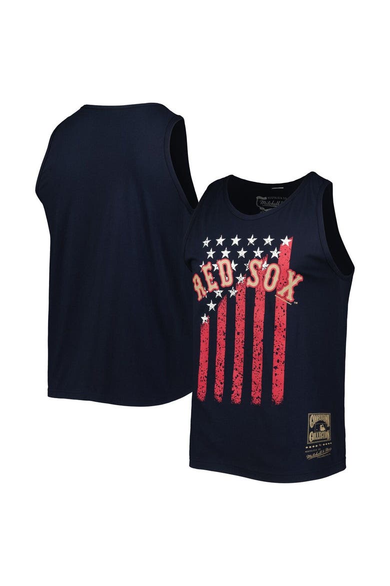 Men's Mitchell & Ness Navy Boston Red Sox Cooperstown Collection Stars and Stripes Tank Top, Main, color, Navy