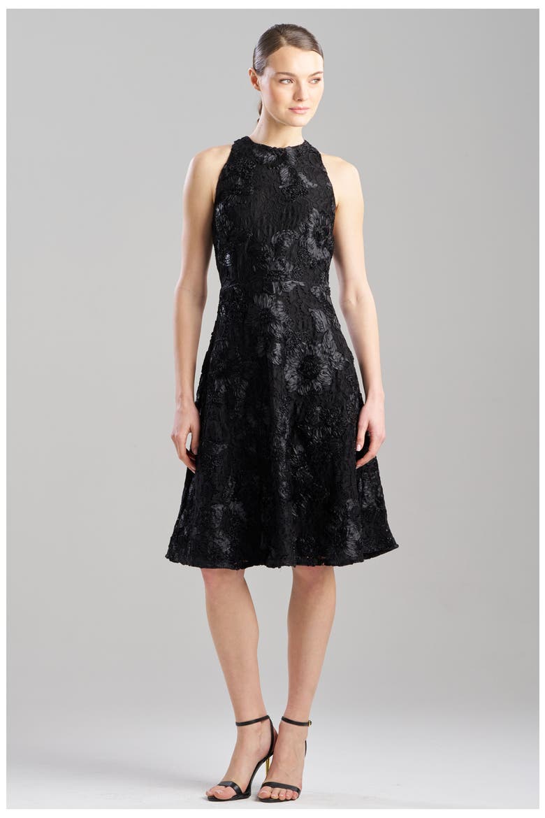 3D Lace V Neck Sheath Dress, Main, color, BLACK