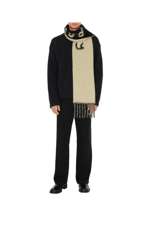 Burberry Reversible Logo Alpaca Wool Blend Scarf In Candle