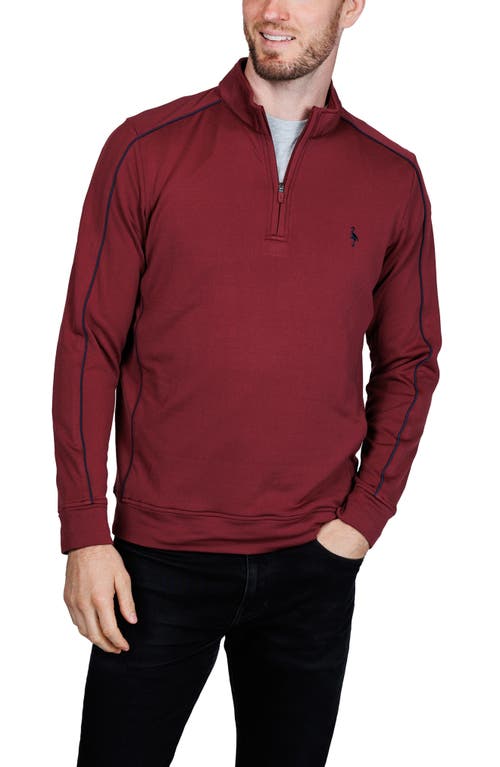 Tailorbyrd Textured Performance Quarter Zip Pullover In Burgundy