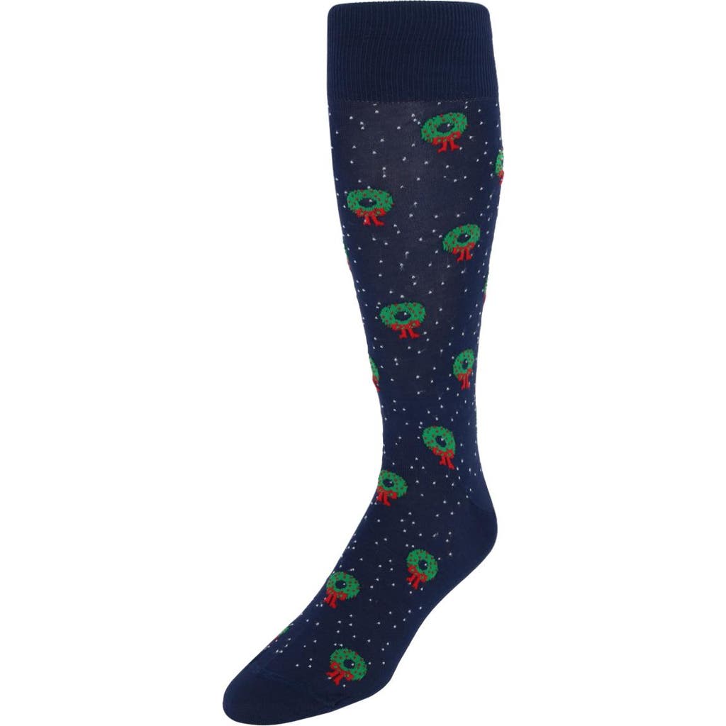 Trafalgar Deck The Halls Holiday Wreath Over The Calf Mercerized Cotton Socks