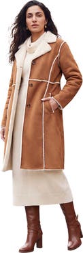 Jessica London Faux Shearling Midi Coat