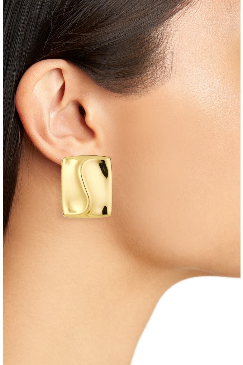 Wavy Rectangle Bar Stud Earrings, Alternate, color, GOLD