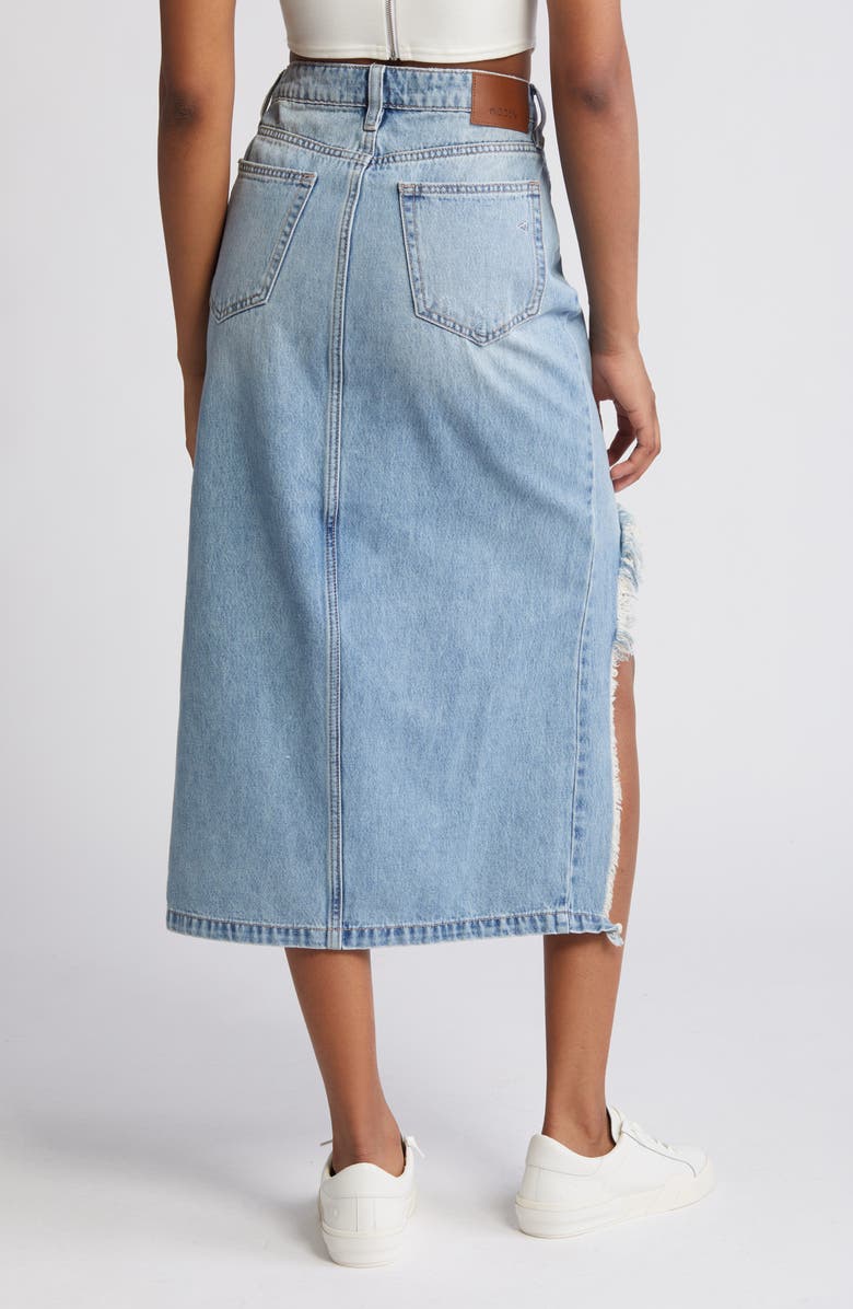 HIDDEN JEANS Heavy Distressed High-Low Hem Denim Skirt, Alternate, color, 