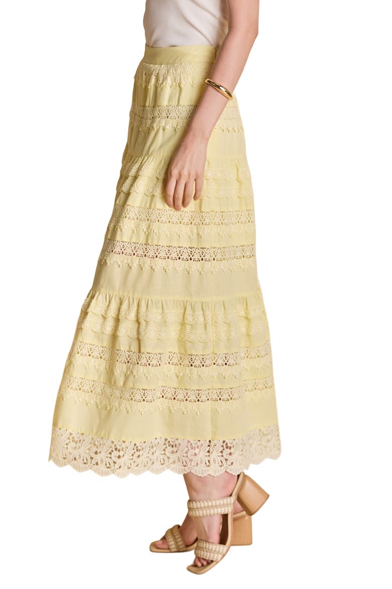 Tiered Midi Skirt, Alternate, color, BUTTER