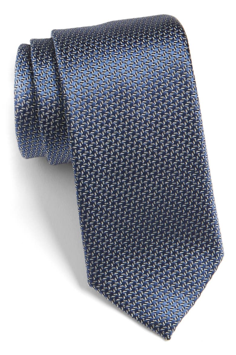 HUGO Pattern Silk Tie, Main, color, NAVY