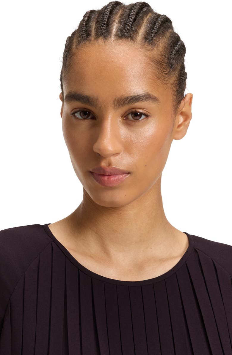 BOSS Daliette Pleated Long Sleeve Dress, Alternate, color, Dark Carmine