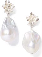 Chan Luu Hibiscus Freshwater Pearl Drop Earrings