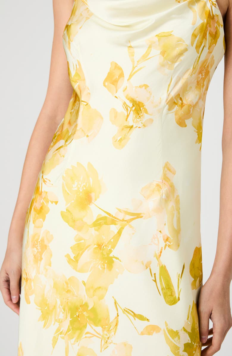French Connection York Sophie Floral Satin Minidress, Alternate, color, Daisy Yellow Sophie Flower