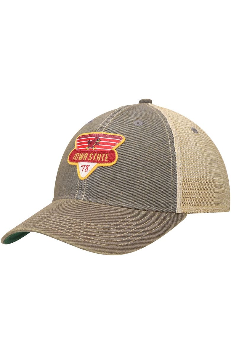 LEGACY ATHLETIC Men's Gray Iowa State Cyclones Legacy Point Old Favorite Trucker Snapback Hat, Main, color,