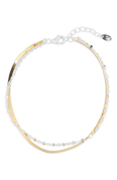 Herringbone & Coffee Bean Mixed Chain Bracelet