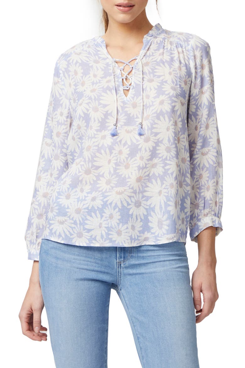 Sharene Lace-Up Top, Main, color, PERIWINKLE MULTI