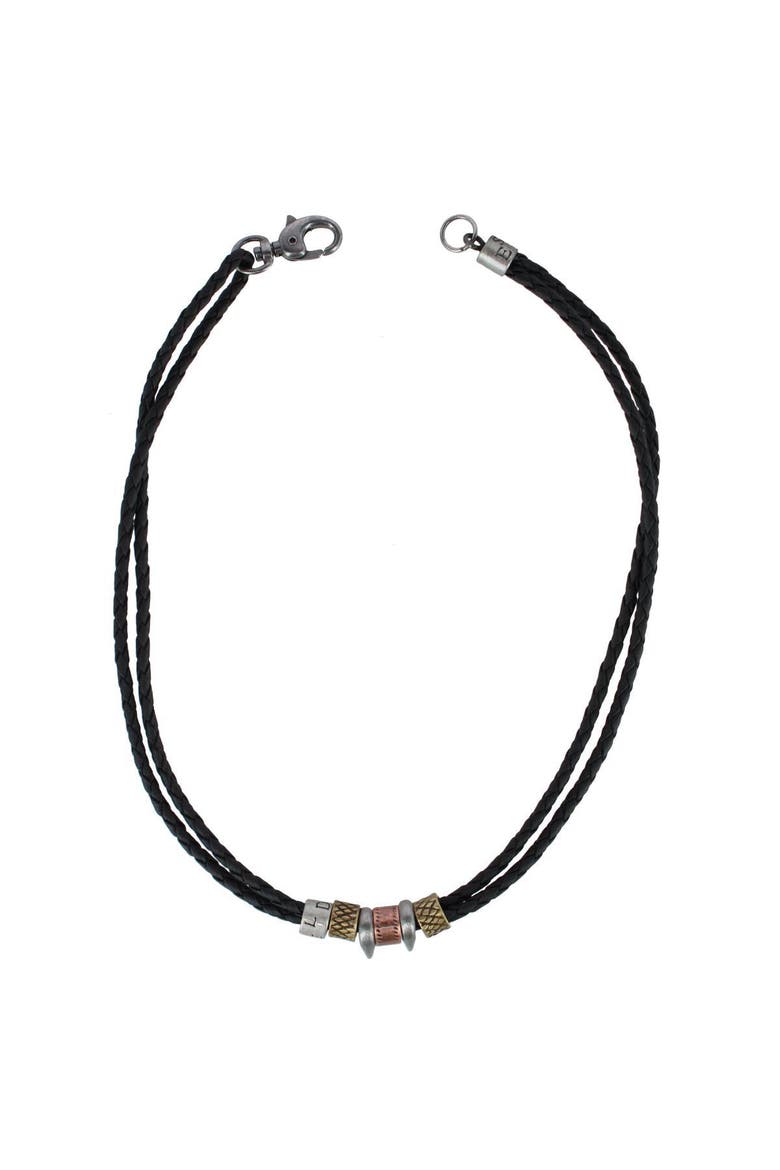 Nasher Vegan Leather Beaded Necklace, Alternate, color, Black