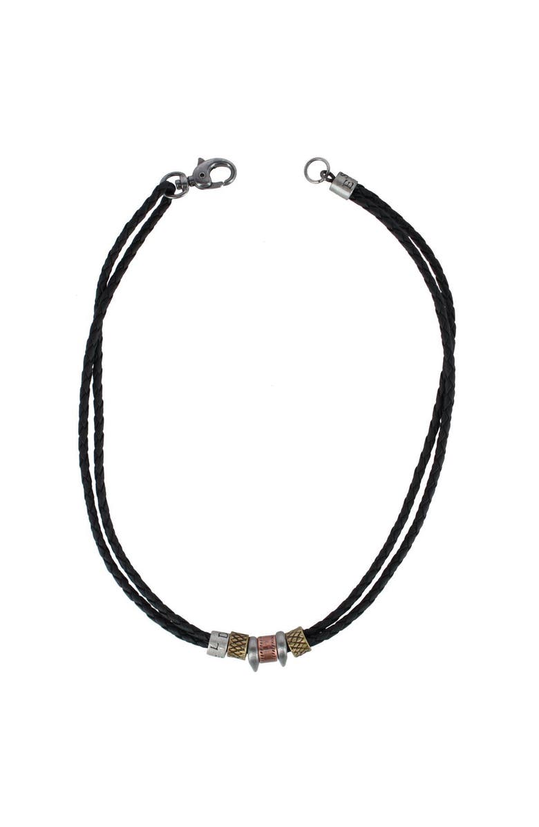 Trafalgar Nasher Vegan Leather Beaded Necklace, Alternate, color, Black