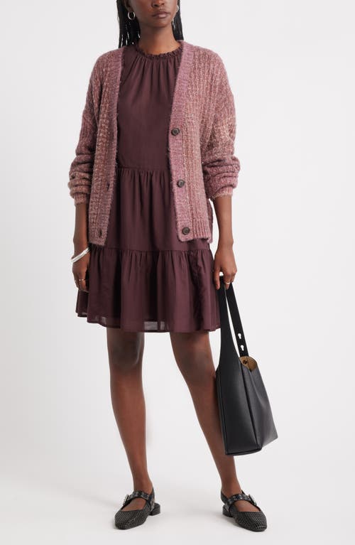 Treasure & Bond Tiered High Neck Shift Minidress In Brown