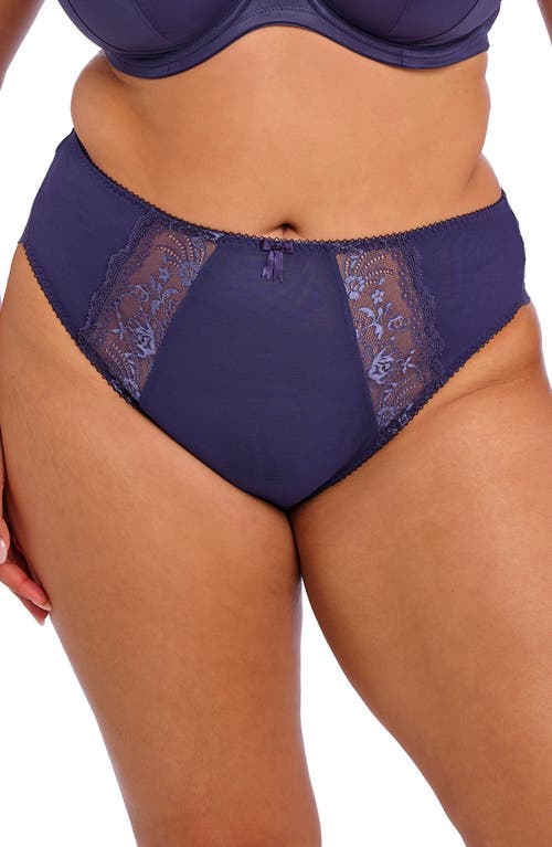 Elomi Morgan Embroidered Lace Inset High Leg Briefs In Midnight