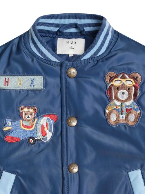 Huxbaby Aviator Varsity Bomber Jacket In Blue