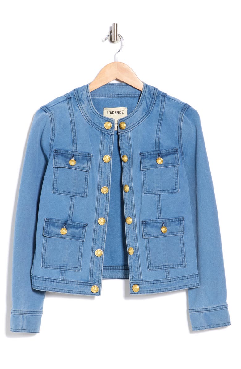 L'AGENCE Yari Collarless Jacket, Alternate, color, La Jolla