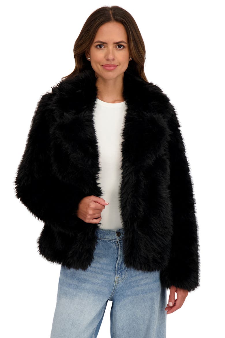 Faux Fur Blazer, Alternate, color, BLACK