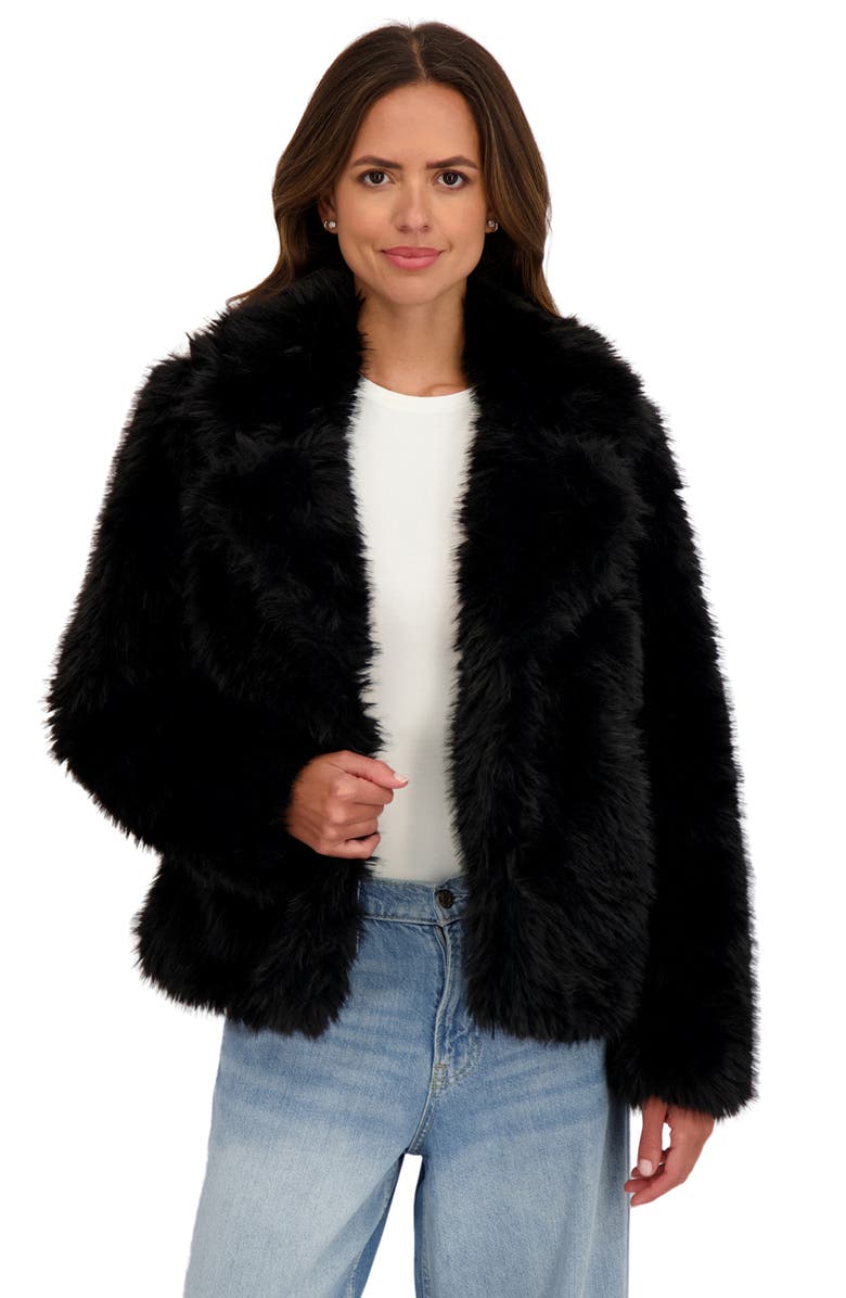 Sebby Faux Fur Blazer, Alternate, color, Black