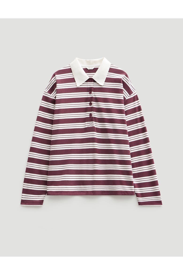 Cotton Striped Polo Top, Alternate, color, Brown Stripe