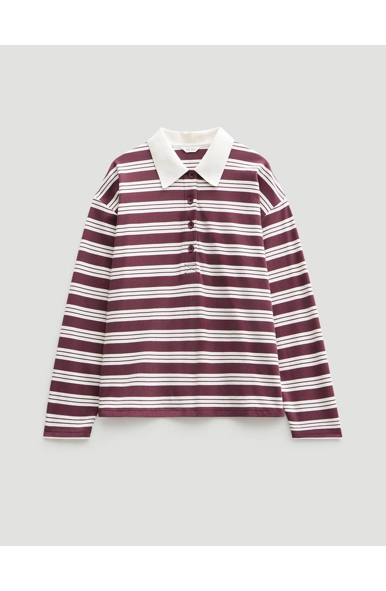 Hush Cotton Striped Polo Top, Alternate, color, Brown Stripe