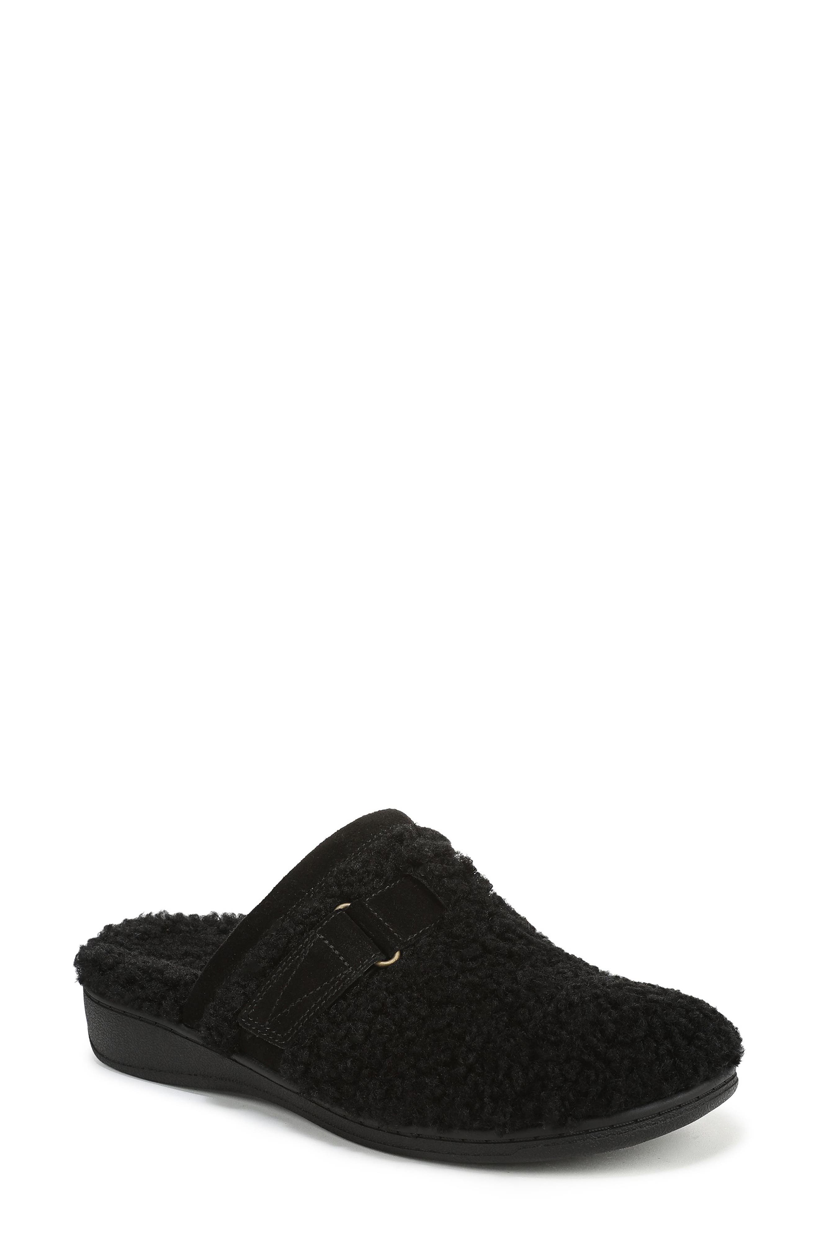 Vionic Izzy Faux Shearling Clog, Main, color, Black