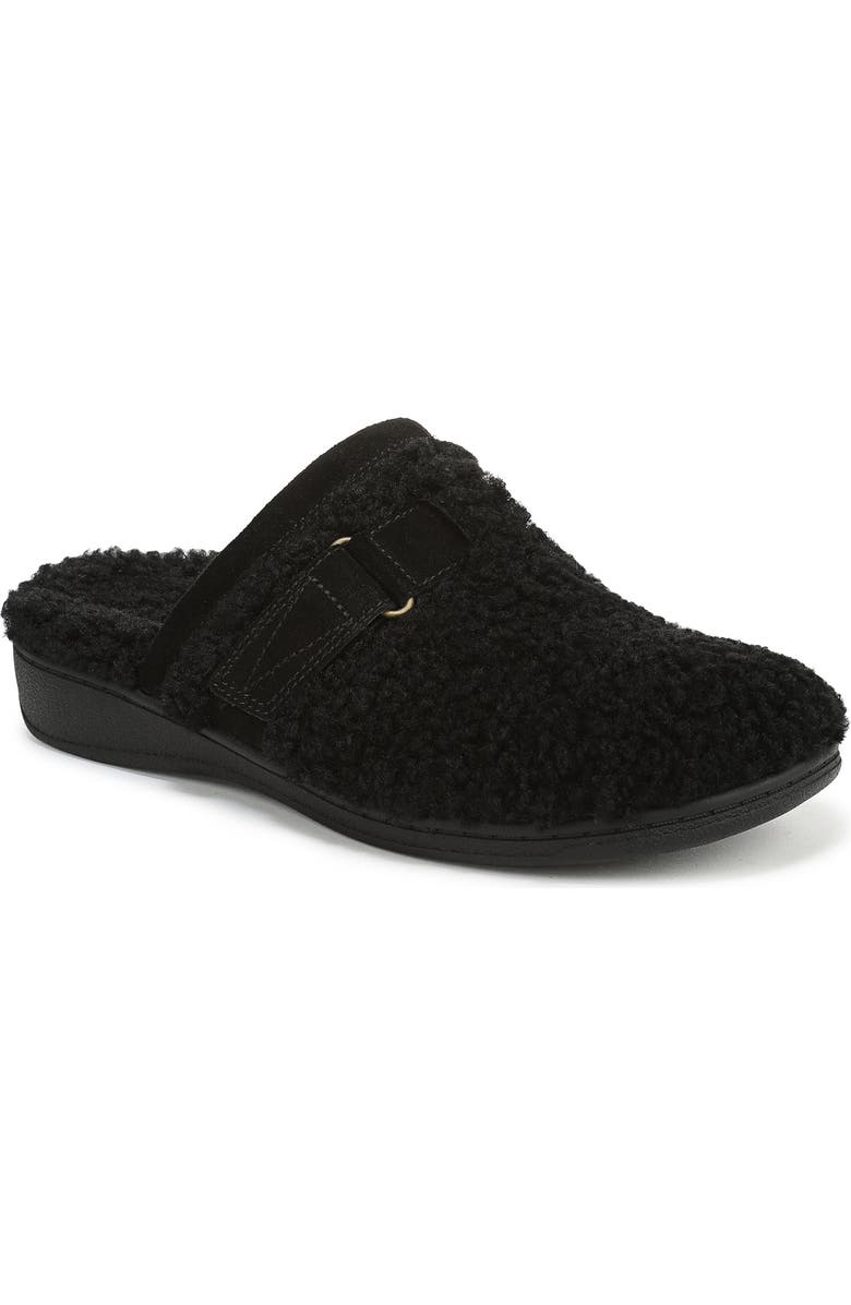 Vionic Izzy Faux Shearling Clog, Main, color, Black